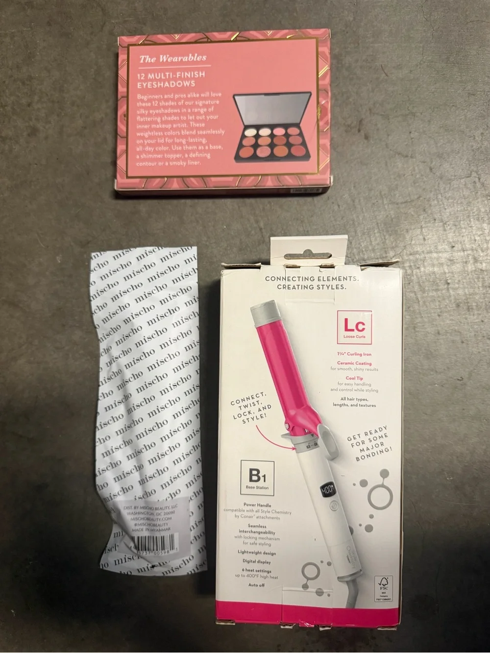 NEW IN BOX - Laura Geller eyeshadow with brushes and conair curling iron